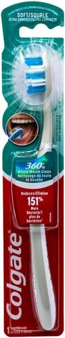 فرشاة أسنان كولجيت 360 لتنظيف الفم بالكامل، رأس مضغوط للغاية، ناعمة (ألوان مختلفة) - عبوة من 3 قطع in Kuwait