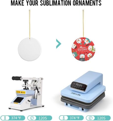 PYD Life 100 PCS Sublimation Ceramic Ornaments Bulk 2.75 Inch Round Blank Ornaments with Gold String for Crafting DIY Personalized Christmas Home Decor Bulk in Kuwait