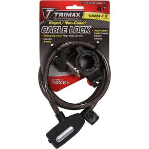 Trimax TNKC106 72" x 10 mm Medium Security Non-Coiled Cable Lock with Bracket