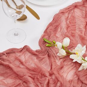 10pcs Cheesecloth Table Runner 10ft Gauze Rustic Boho Romantic Runners for Wedding Decorations Bridal Baby Shower Thanksgiving Christmas Decor with Free Ribbons (Ivory)