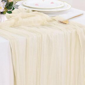 Cheesecloth Table Runner 35x120 Inches, Boho Gauze Cheese Cloth Table Runner 10FT, Rustic Beige Table Runner 120 Inches Long for Wedding Baby Bridal Shower Birthday Party Table Decor