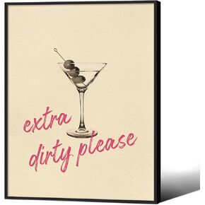 enttgo Dirty Martini Posters Retro Cocktail Drinks Wall Art Modern Home Bar Kitchen Decoration 12x16 inch Unframed Funky 70's Canvas Print
