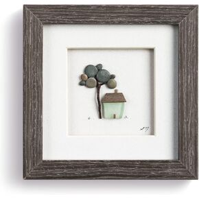 DEMDACO Sharon Nowlan Place To Call Home Gray 6 x 6 Inch Stone and Glass Framed Tabletop or Wall Art