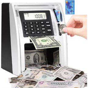 2023 Upgraded ATM Piggy Bank for Real Money Kids Adults with Debit Card, Bill Feeder, Coin Recognition, Balance Calculator, Digital Electronic Savings Safe Machine Box, Hot Gift for Boys Girls