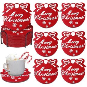 12 Pack Christmas Coasters, Christmas Snowflake Coasters, Absorbent Felt Coasters, Decorative Coaster, Drink Tea Coffee Cup Mat for Winter Xmas Holiday Decoration Supplies