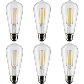 Satco S21364/06 8-Watt LED E26 Light Bulbs, 3000K, 15000 Hour Rating, Dimmable, 6 LED Light Bulbs