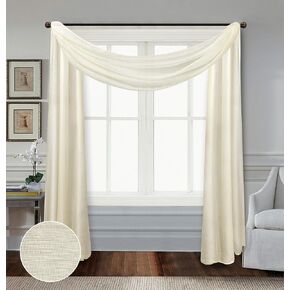All American Collection Doli Sheer Living Bedroom Window Treatment Light Filter Curtain Panel (Sheer Scarf Only, Beige)