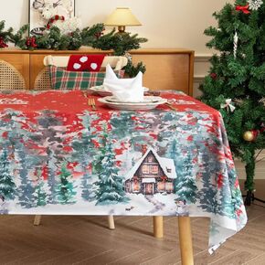 Thanksgiving Tablecloth for 60 Inch Round, Farmhouse Fall Table Cloth Washable, Pumpkin and Leaves Decor Table Cover for Holiday Dinner and Party Decor