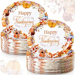Umigy 100 Pcs Thanksgiving Oval Paper Plates 10 x 12 Christmas Disposable Plates Xmas Large Oval Plate Party Supplies Tableware for Dinner Kitchen Party Decorations(Multi Colors,Fall)