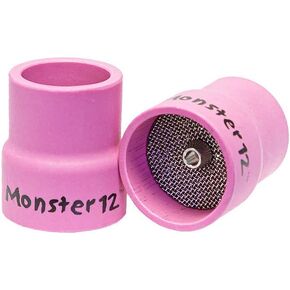 Monster #12 Ceramic Alumina TIG Cup Gas Nozzle for Welding Torch, 3/4" Orifice x 1" Long - 2 Pack