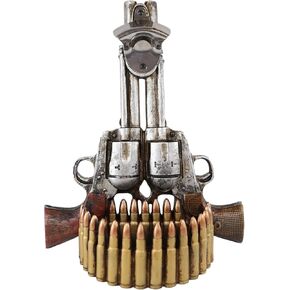 Ebros Gift Rustic Western Cowboy Outlaw Dual Revolver Pistols Guns Wall Mounted Bottle Cap Opener With Bullet Shells Casings Catcher Basin Wild West Country Themed Decorative Accent