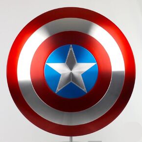 Captain America Shield Metal, Stainless Steel Rust free, Marvel Legends Series, Captain America Premium Role Play Shield, Adult Fan Costume & Collectible, Wall Decor, Leather Grip. Full Size