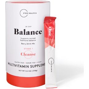Premama Hormone Balance, Multivitamin Supplement, Powder Mix Hormonal Support for Women, Sugar and Gluten Free, Berry Flavor, 28 Single Serve Packets
