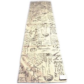 SARO LIFESTYLE Aidy Collection Vintage Script Print Design Table Runner, 16" x 54", Natural