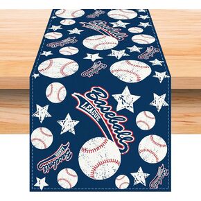 Linen Baseball Table Runner 72 Inches Long Baseball Table Decor Baseball Themed Birthday Party Babay Shower Decoration and Supplies for Table