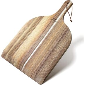 Pizza Peel 12-Inch for Kitchen: Acacia Wood Pizza Paddle Spatula Oven Accessory for Food Transferring & Serving, Wooden Pizza Cutting Board for Bread, Fruit, Vegetable, Cheese