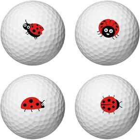 PLIGREAT Ladybug Golf Ball Markers 2 Sheets Red Ladybug Golf Ball Marking Stickers for Identify Golf Balls Golf Ball Customise Markers Golfer Gift Golfing Accessories, 16 Pcs/Sheet