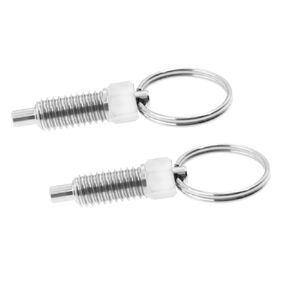 Spring Plunger with Pull Ring,TTZEZE M6-3mm/0.12''Stainless Steel Stubby Hand-Retractable Spring Plunger,Non-Locking Type Index Plunger 2 PCS M6-4mm/0.16''