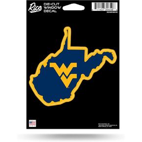 Rico Industries NCAA West Virginia Mountaineers State Shape 5" x 7" Vinyl Die-Cut Decal - Car/Truck/Home Accessory