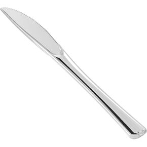 50 Pack Gold Plastic Knives, Solid and Durable Plastic Cutlery Knives, Heavy Duty Disposable Silverware Perfect for Parties, Weddings, Catering and Daily Use