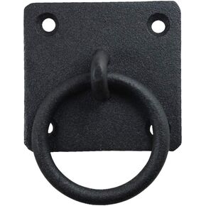 Renovators Supply Manufacturing Black Cabinet Handles 2" x 2" Cast Iron Mission Ring Drawer Pulls for Cabinets and Drawers with Mounting Hardware