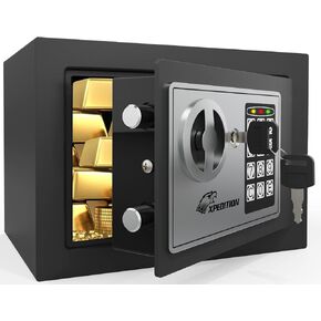 Small Money Safe Box for Home,Electronic Security Money Safe for Cash,Personal Home Safe with Digital Keypad,Lock Box for Keys with Code,Mini Safe for Kids,0.23 Cubic Feet Black