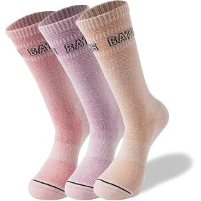 Hiking Crew Socks Running Athletic Thick Cushion Compression Moisture Wicking Walking Socks 3 Pairs