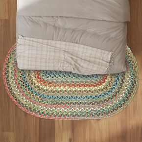Rhody Rug Country Jewel CJ25 Emerald 2' x 4' Oval Runner Rug - Braided Area Rug, Home Decor, Floor Mat or Kitchen Rug - Easy Care, Ideal for High Traffic Areas in Hallway and Living Room