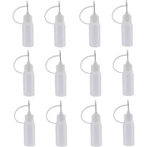 12 Pcs 10ml (0.3 oz) Squeezable Plastic Tip Applicator Bottle Dropper Bottles with Tip Caps Glue Bottle Applicator