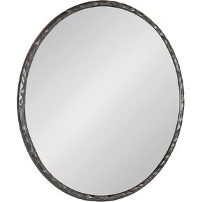 Kate and Laurel Jedda Modern Textured Round Mirror, 26 Inch Diameter, Gray Gunmetal, Decorative Circle Mirror with Textured Resin Frame for Use as Bathroom Mirror for Vanity or Minimal Bedroom Mirror