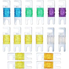SING F LTD Pack of 16 Mini ANL Fuse Electronic Fuse 20A 30A 40A 60A 80A 100A 120A 150A DC 32V for Marine Energy System Electric Hybrid Vehicle Car Radio DC Motor