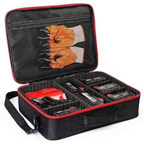 Luxtude Extra Large Battery Holder Case for Dewalt/Milwaukee/Makita/Ryobi 12V/18V/20V Battery & Charger, Tool Bag for DEWALT Holds 20V 2.0/3.0/4.0/5.0/6.0/9.0-Ah Batteries, Adapter,Bag Only