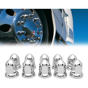 33mm Lug Nut Covers for Semi Trucks, ABS Chrome Flanged Spikes Push-in Lug Nut Cover Caps for Semi Trucks, Pack of 20 PCS