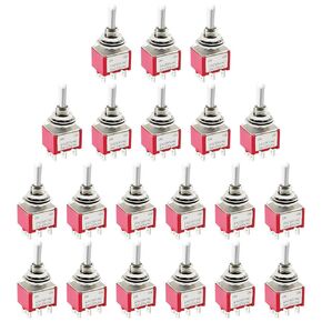 Spdt Toggle Switch，20Pack 2 Position 6 Pin ON-ON Metal Toggle Switch 6A 125VAC Heavy Duty Waterproof Toggle Switch
