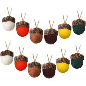 KOMBIUDA 12 Pcs Acorn Pendants for Crafts Random Color Festival Acorns for Decor for Christmas Tree Ornaments Projects and Holiday Decorations with Acorn String Lights Battery Operated