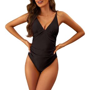 Women's V-Neck one-Piece Swimsuit Tummy Control Swimsuit Vacation Beach Swimsuit