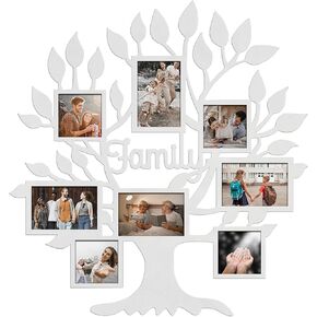 MODE HOME 26x27 Inch Family Tree Picture Frame Collage Wall Decor, Rustic Family Tree Wall Decor for Home, Farmhouse Photo Collage Frame for Wall, Photo Frames Multiple Pictures Perfect for Modern Farmhouse Decor (Black)