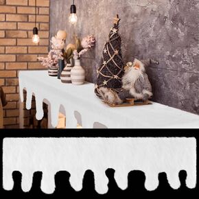 Tegeme 2 Pcs Christmas Table Runner White Faux Fur Table Runner 17 x 59 Inch Irregular Snow Blanket Roll Christmas Mantel Scarf Fireplace Cover Runner for Xmas Winter Holiday Mantel Fireplace