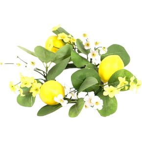 Candle Rings Wreaths Garland Decorative Door Ornaments with Lemon Artificial Wreath Candlestick Holders Rings for Cabinet
