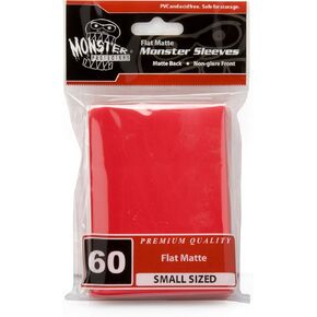 Sleeves - Monster Protector Sleeves - Smaller Size Flat Matte - RED (Fits Yugioh and Other Smaller Sized Gaming Cards)