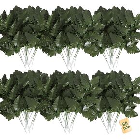 60 Pcs Artificial Silk Fern 19.93 * 8.28 Inch Fake Greenery Stems Green Fake Ferns Floral Arranging Birthday Party Wedding Decorating