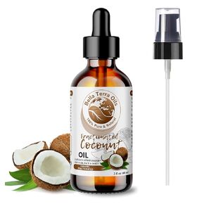 Bella Terra Oils - Organic Fractionated Coconut Oil (MCT) 4oz - Derived from Pure Coconut Essence, Abundant in Capric & Lauric Acid, Your Go-to Companion for Supple Skin