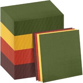 120 Pcs Fall Paper Napkins Thanksgiving Autumn 6.5 x 6.5 Inch Dinner Napkins Orange Yellow Napkins Disposable for Fall Harvest Party Supplies Xmas Dinner Napkins Decorations
