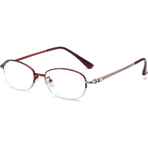 ANRRI Classic Semi Rimless Blue Light Blocking Reading Glasses Metal Lightweight Frame for Women