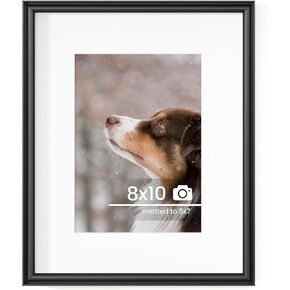 8x10 Metal Picture Frame with Mat for 5x7 Photo | 8 x 10 Aluminum Photo Frame with Tempered Glass | Wall or Tabletop Picture Frame Collection | Wall Hook Included (Set of 1, Gold)