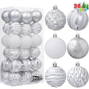 Joiedomi 36 Pcs Red and White Christmas Ball Ornaments Set, 2.36" Shatterproof Christmas Hanging Tree Decoration, Xmas Balls Ornaments for Tree Present Banister Wreath Garland Indoor Party Supplies