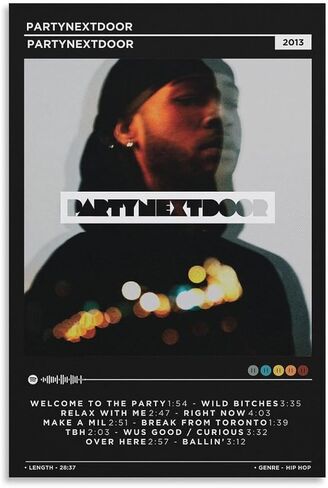 VROS SJUTR PARTYNEXTDOOR ملصق PartyNextDoor قماش ملصق جدار الفن الزخرفية اللوحة غرفة المعيشة غرفة النوم الديكور هدية Unframe-style12x18 بوصة (30x45 سم) in Saudi Arabia