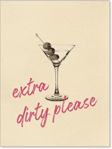 enttgo Dirty Martini Posters Retro Cocktail Drinks Wall Art Modern Home Bar Kitchen Decoration 12x16 inch Unframed Funky 70's Canvas Print in Saudi Arabia