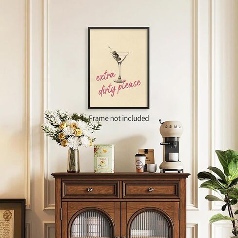 enttgo Dirty Martini Posters Retro Cocktail Drinks Wall Art Modern Home Bar Kitchen Decoration 12x16 inch Unframed Funky 70's Canvas Print in Saudi Arabia