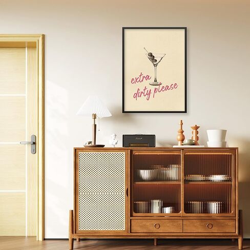 enttgo Dirty Martini Posters Retro Cocktail Drinks Wall Art Modern Home Bar Kitchen Decoration 12x16 inch Unframed Funky 70's Canvas Print in Saudi Arabia
